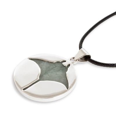 Alternate image for Ray-Themed Sterling Silver and Green Jade Pendant Necklace Resilient Joy