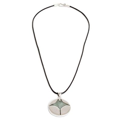 Alternate image for Ray-Themed Sterling Silver and Green Jade Pendant Necklace Resilient Joy