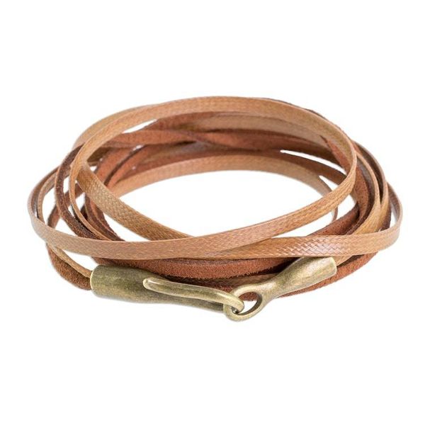 Alternate image for Brown Faux Leather Cord Bracelet from Guatemala Sepia Harmony