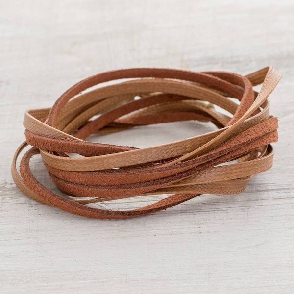 Alternate image for Brown Faux Leather Cord Bracelet from Guatemala Sepia Harmony