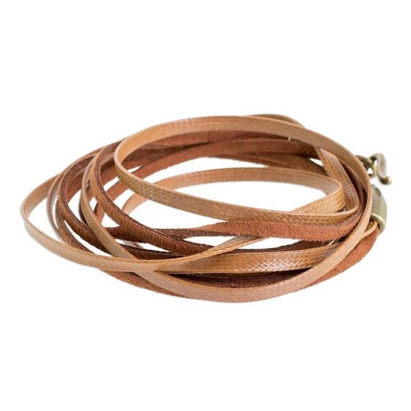 Alternate image for Brown Faux Leather Cord Bracelet from Guatemala Sepia Harmony