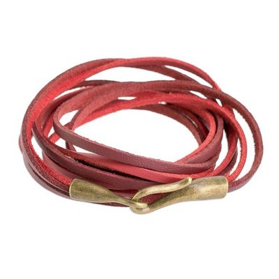 Alternate image for Red Cord Cord Bracelet from Guatemala Crimson Harmony
