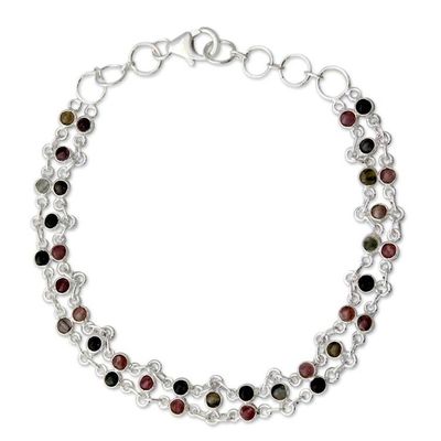 Alternate image for Sterling Silver and Tourmaline Bracelet Translucent Contrasts
