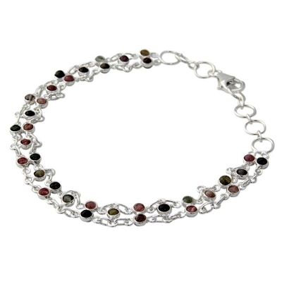 Alternate image for Sterling Silver and Tourmaline Bracelet Translucent Contrasts