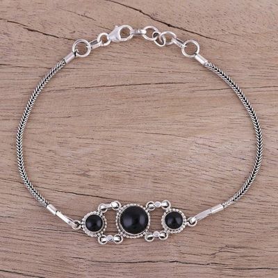 Alternate image for Onyx Pendant Bracelet with Sterling Silver Foxtail Chain Bridge to Delhi