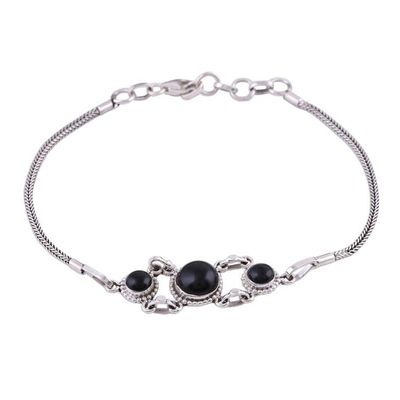Alternate image for Onyx Pendant Bracelet with Sterling Silver Foxtail Chain Bridge to Delhi