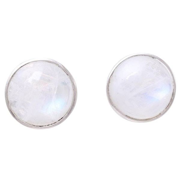 Alternate image for Natural Rainbow Moonstone Stud Earrings from India Moonlight Peace
