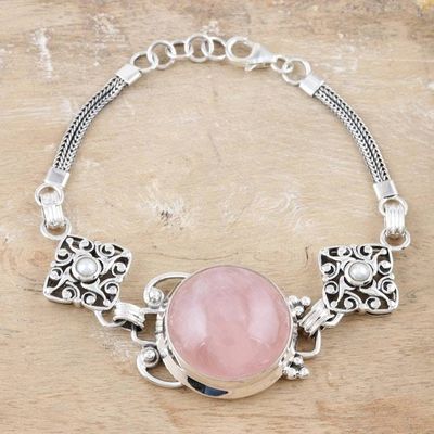 Primary image for Rose quartz and pearl pendant bracelet Moon Quadrants