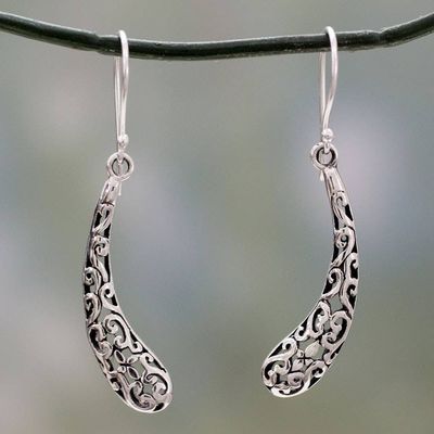 Primary image for Handcrafted India Jali Art Sterling Silver Dangle Earrings Jali Leaf
