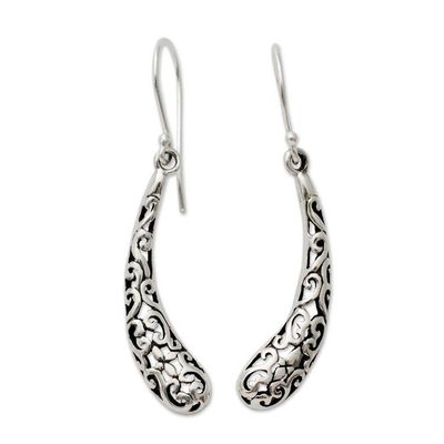 Alternate image for Handcrafted India Jali Art Sterling Silver Dangle Earrings Jali Leaf