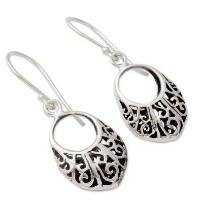 Alternate image for Floral Theme Handcrafted Sterling Silver Earrings from India Floral Basket