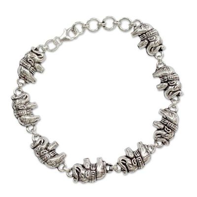 Alternate image for Elephant Jewelry Bracelet Sterling Silver from India Fortunate Elephants