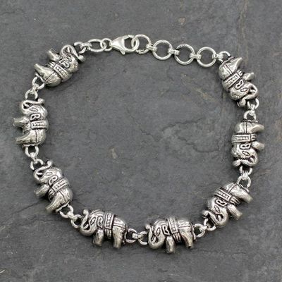 Alternate image for Elephant Jewelry Bracelet Sterling Silver from India Fortunate Elephants
