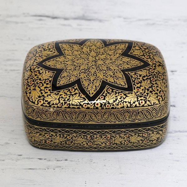 Alternate image for Floral Wood Papier Mache Decorative Box Golden Wishes