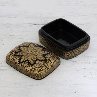 Alternate image for Floral Wood Papier Mache Decorative Box Golden Wishes