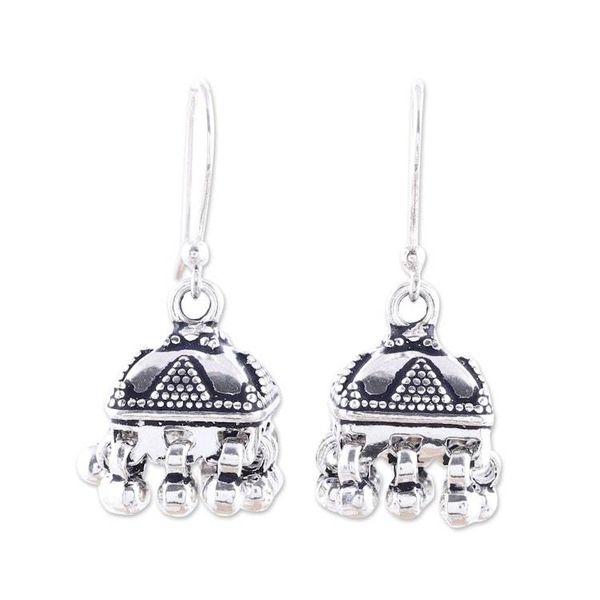 Alternate image for Sterling Silver Dotted Statement Jhumki Chandelier Earrings Dancing Jhumki