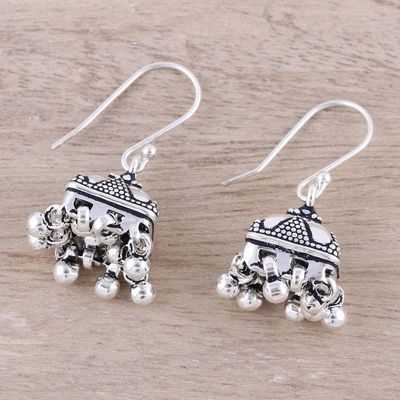 Alternate image for Sterling Silver Dotted Statement Jhumki Chandelier Earrings Dancing Jhumki