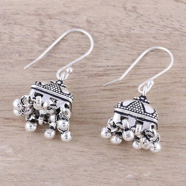 Alternate image for Sterling Silver Dotted Statement Jhumki Chandelier Earrings Dancing Jhumki