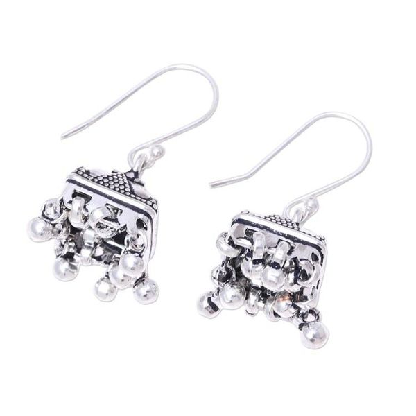 Alternate image for Sterling Silver Dotted Statement Jhumki Chandelier Earrings Dancing Jhumki
