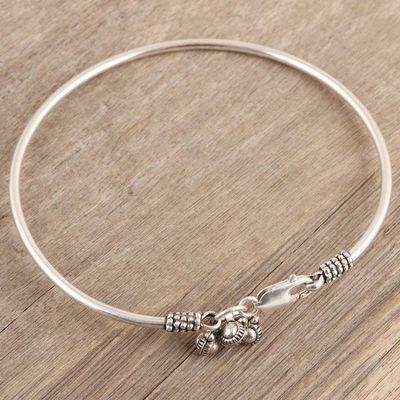 Alternate image for Sterling Silver Charm Anklet Handcrafted in India Unique Finesse