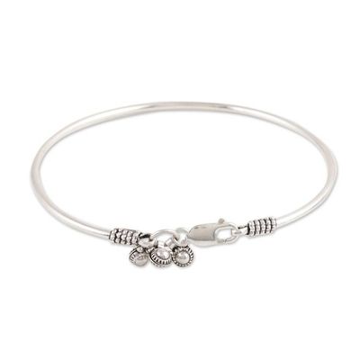 Alternate image for Sterling Silver Charm Anklet Handcrafted in India Unique Finesse