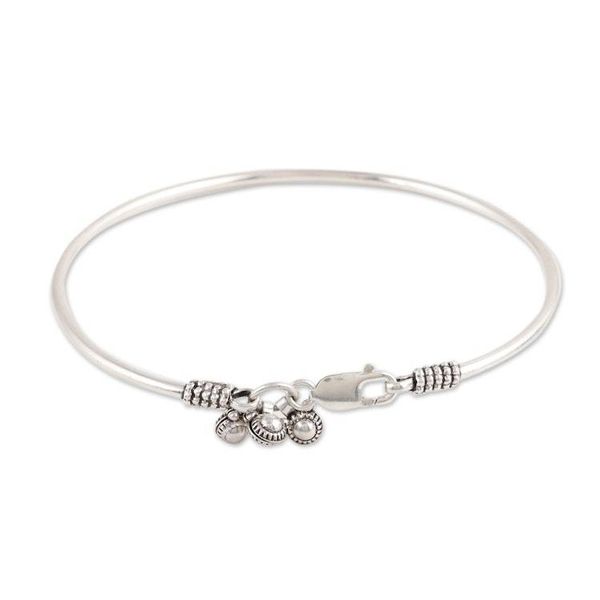 Alternate image for Sterling Silver Charm Anklet Handcrafted in India Unique Finesse