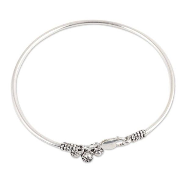 Alternate image for Sterling Silver Charm Anklet Handcrafted in India Unique Finesse