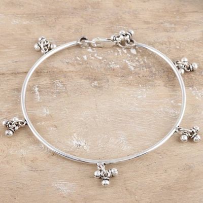 Alternate image for Charm Anklet Handcrafted from Sterling Silver in India Hanging Sparks
