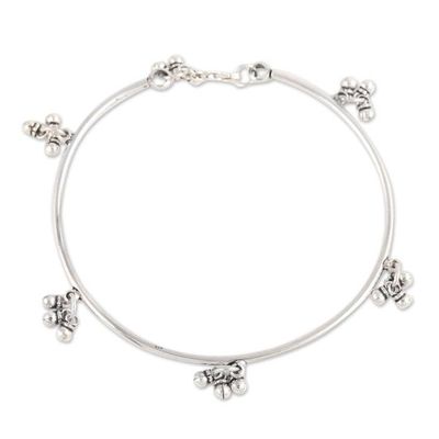Alternate image for Charm Anklet Handcrafted from Sterling Silver in India Hanging Sparks