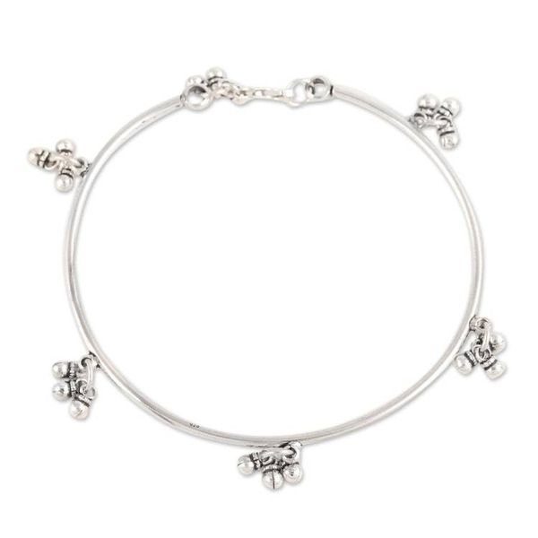 Alternate image for Charm Anklet Handcrafted from Sterling Silver in India Hanging Sparks