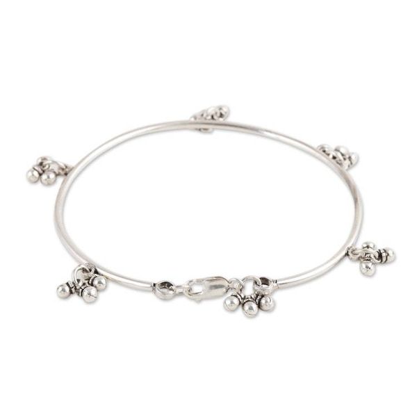 Alternate image for Charm Anklet Handcrafted from Sterling Silver in India Hanging Sparks