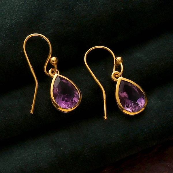 Alternate image for Gold Plated 4-Carat Amethyst Dangle Earrings from India Fantastic Drops