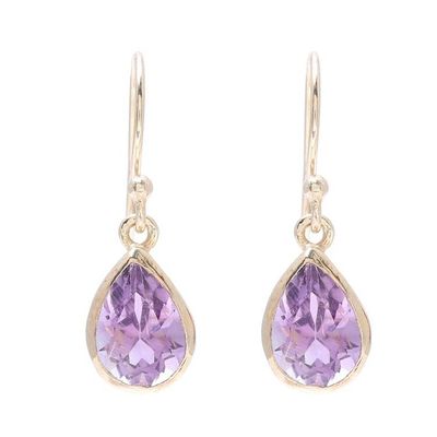 Alternate image for Gold Plated 4-Carat Amethyst Dangle Earrings from India Fantastic Drops