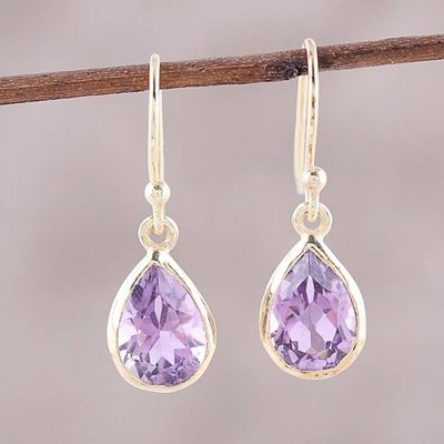 Alternate image for Gold Plated 4-Carat Amethyst Dangle Earrings from India Fantastic Drops