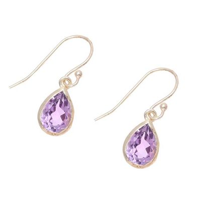 Alternate image for Gold Plated 4-Carat Amethyst Dangle Earrings from India Fantastic Drops