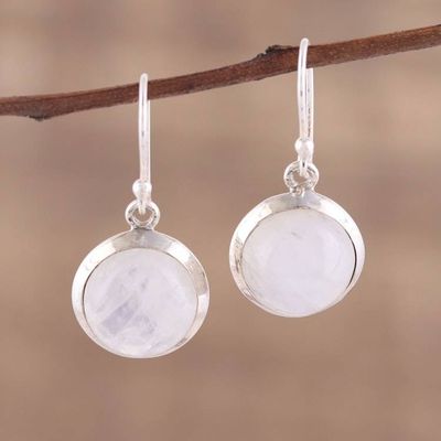 Alternate image for Rainbow Moonstone and Sterling Silver Dangle Earrings Celestial Promise