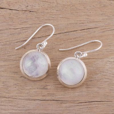 Alternate image for Rainbow Moonstone and Sterling Silver Dangle Earrings Celestial Promise