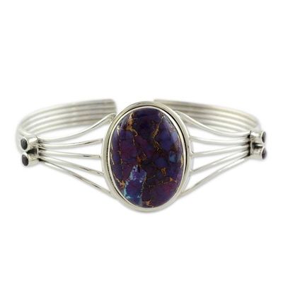 Alternate image for Amethyst and Composite Turquoise Silver Cuff Bracelet Violet Island
