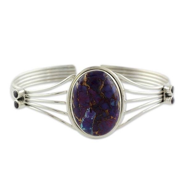 Alternate image for Amethyst and Composite Turquoise Silver Cuff Bracelet Violet Island