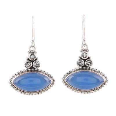 Alternate image for Sterling Silver Blue Topaz and Chalcedony Dangle Earrings Joyous Blue