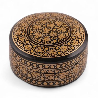 Alternate image for Leaf-Themed Black Golden Papier Mache Wood Decorative Box Nocturnal Vine