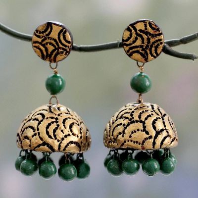Alternate image for Hand Painted Earrings Made from Terracotta Ceramic Golden Scallop