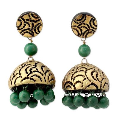 Alternate image for Hand Painted Earrings Made from Terracotta Ceramic Golden Scallop