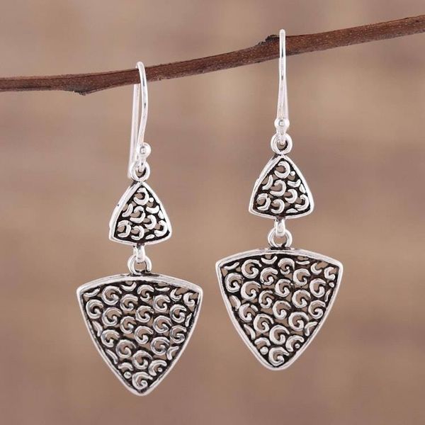 Alternate image for Artisan Crafted Sterling Silver Dangle Earrings Jali Curls