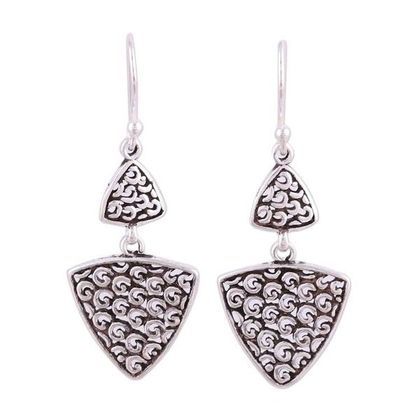 Alternate image for Artisan Crafted Sterling Silver Dangle Earrings Jali Curls