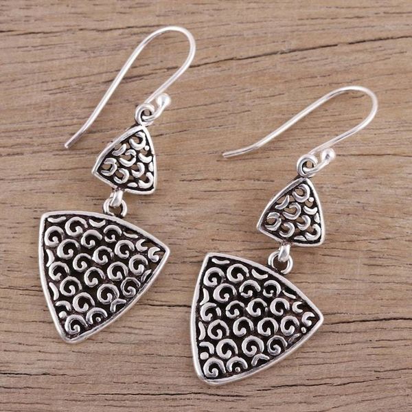 Alternate image for Artisan Crafted Sterling Silver Dangle Earrings Jali Curls