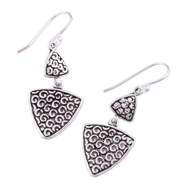 Alternate image for Artisan Crafted Sterling Silver Dangle Earrings Jali Curls