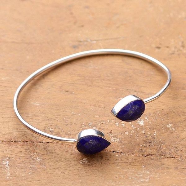 Alternate image for 11-Carat Checkerboard Lapis Lazuli Cuff Bracelet from India Palatial Dew