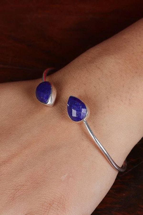Alternate image for 11-Carat Checkerboard Lapis Lazuli Cuff Bracelet from India Palatial Dew