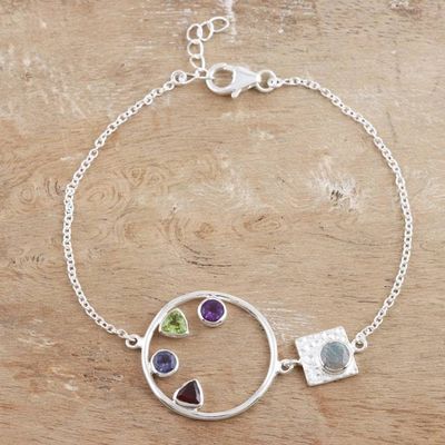 Alternate image for Peridot and Amethyst Multi-Gem Bracelet Cool Shimmer